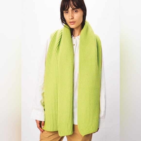 Mara Hoffman Lou Wool Scarf In Chartreuse New With Tags - Picture 2 of 5